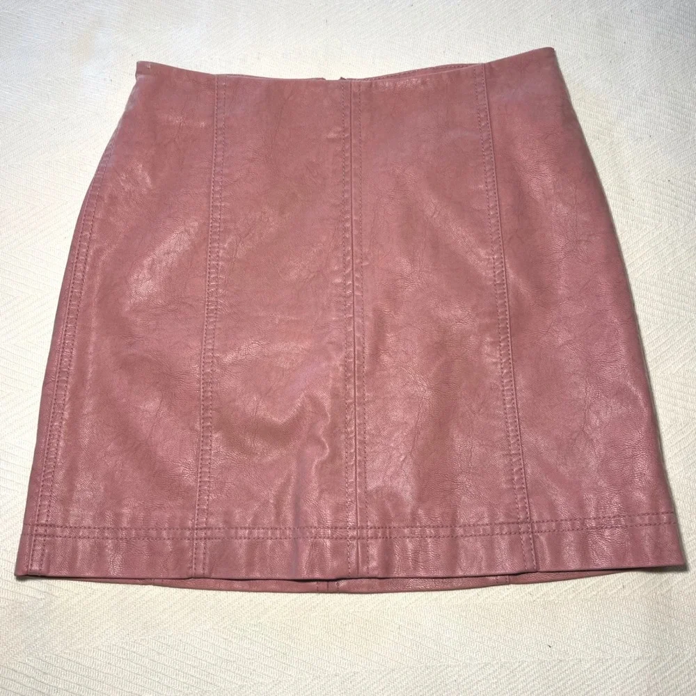 Free People Modern Femme Vegan Leather Mini Skirt Rose Pink Size 0